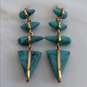 BaubleBar Turquoise and Gold Geometric Earrings
